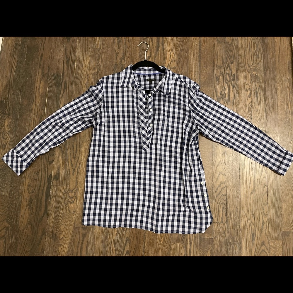 Women’s Talbots Blue & White Checkered Tunic - Size Medium